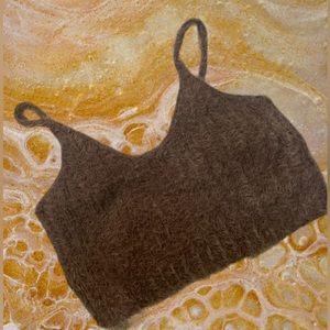 Fluffy brown crop top